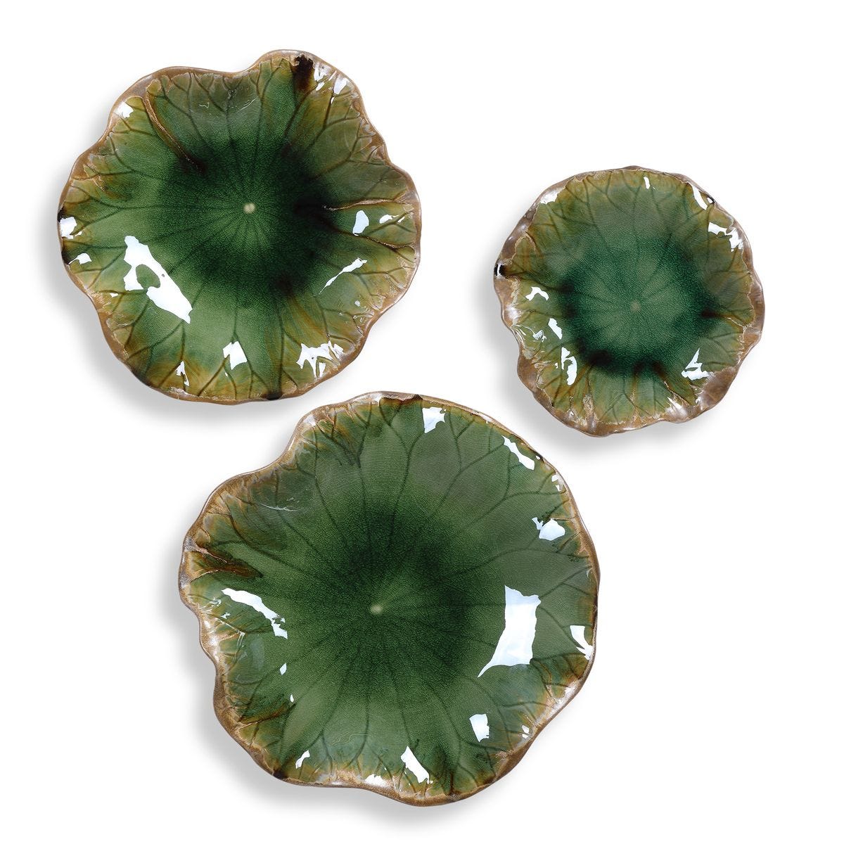 Abella Ceramic Indoor-Outdoor Wall Decor, Green, S/3