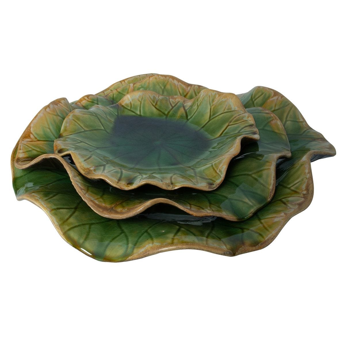 Abella Ceramic Indoor-Outdoor Wall Decor, Green, S/3