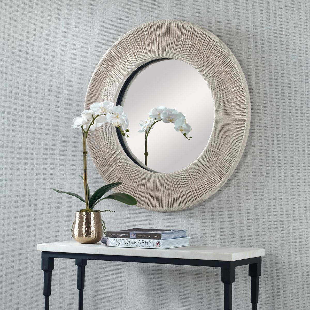 Sailor's Knot Small Round Mirror, White