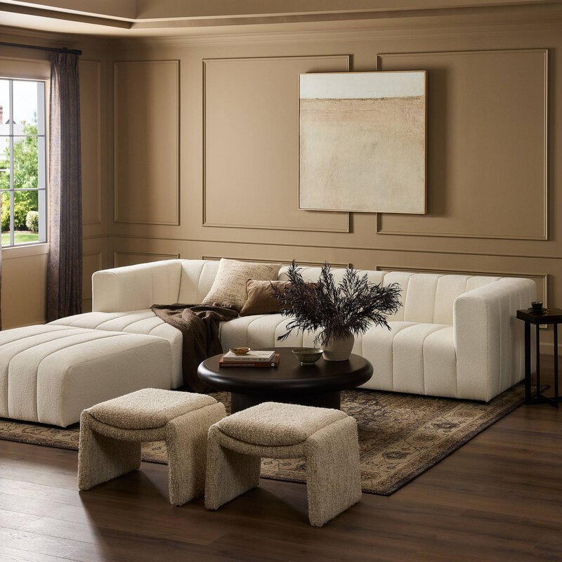 Langham Channeled 3pc Laf Sectional W/ Ottoman