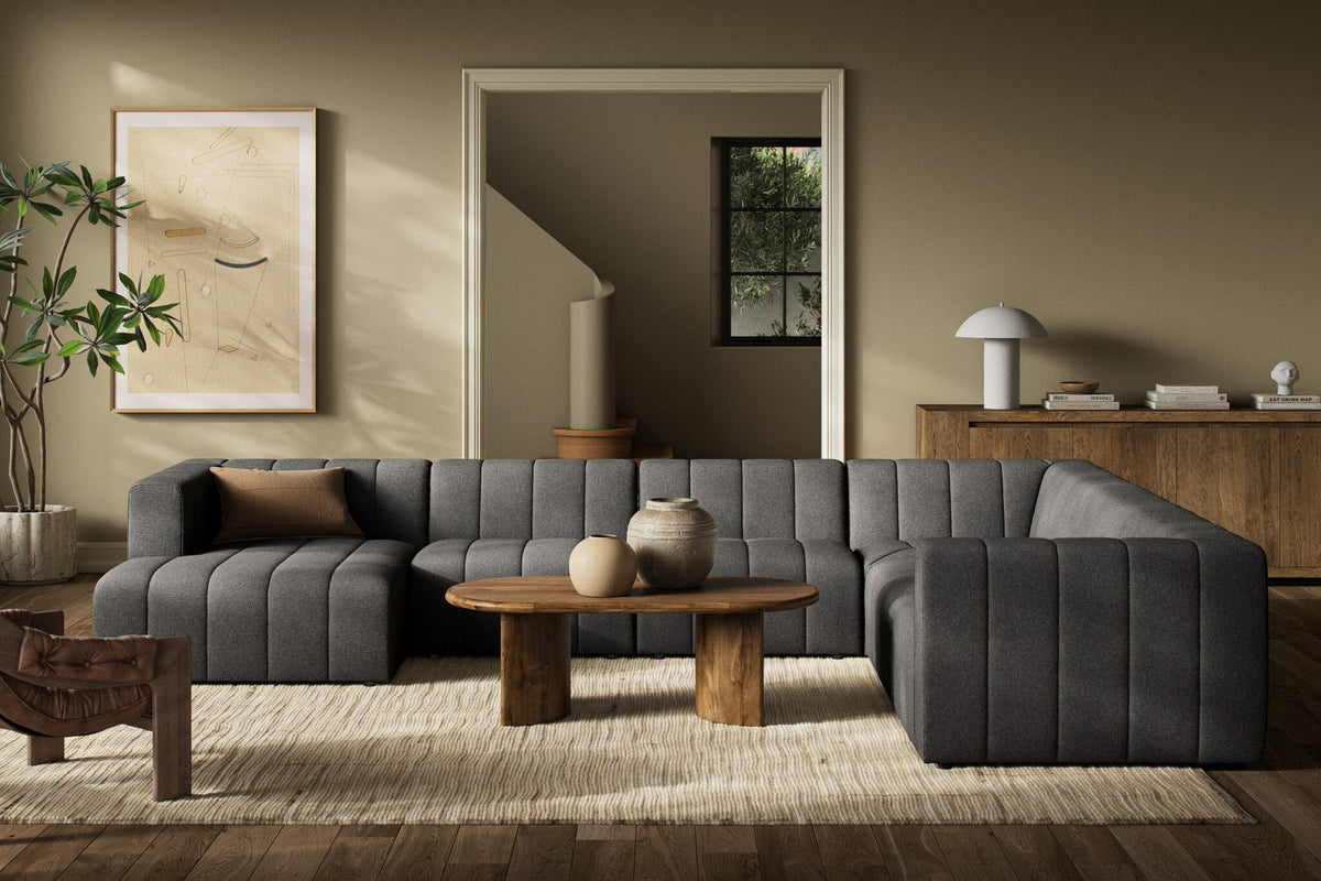 Langham Channeled 6pc Laf Chaise Sectional