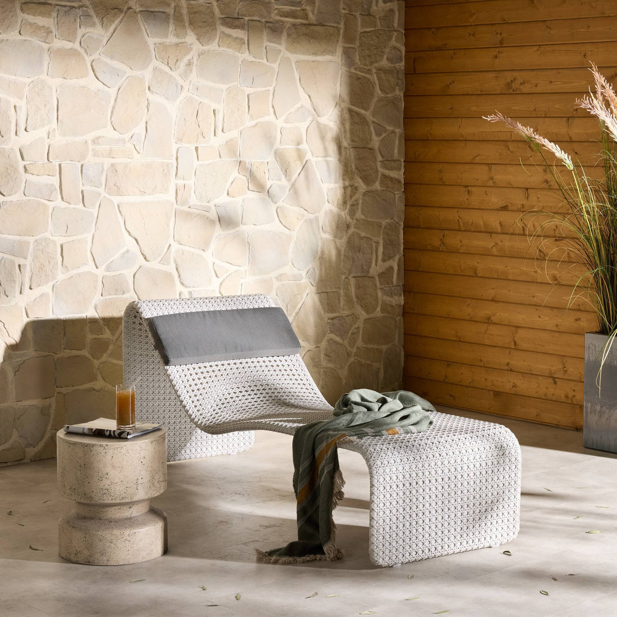 Paige Outdoor Woven Chaise Lounge