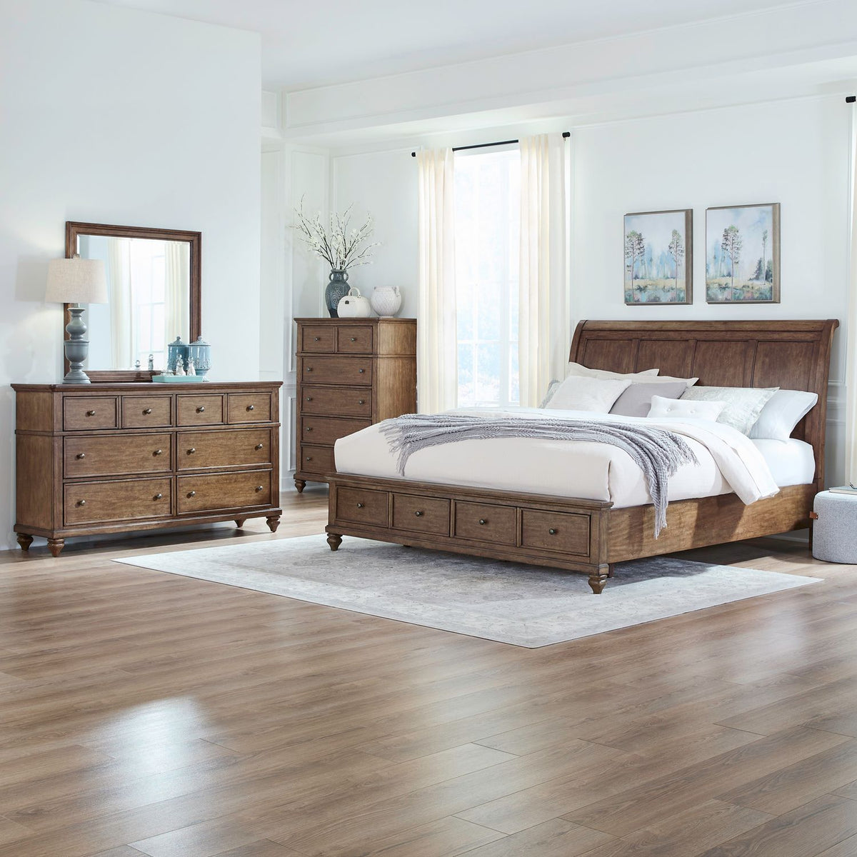 104-BR-QSBDMC - Queen Storage Bed, Dresser & Mirror, Chest - Liberty Furniture