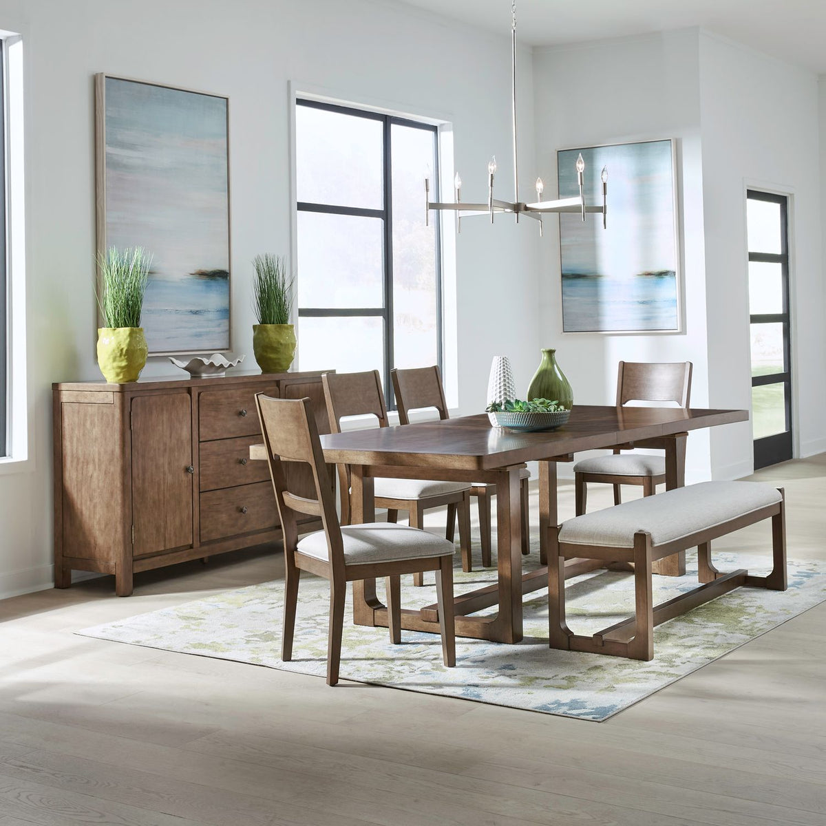 105-CD-6TRS - 6 Piece Trestle Table Set - Liberty Furniture