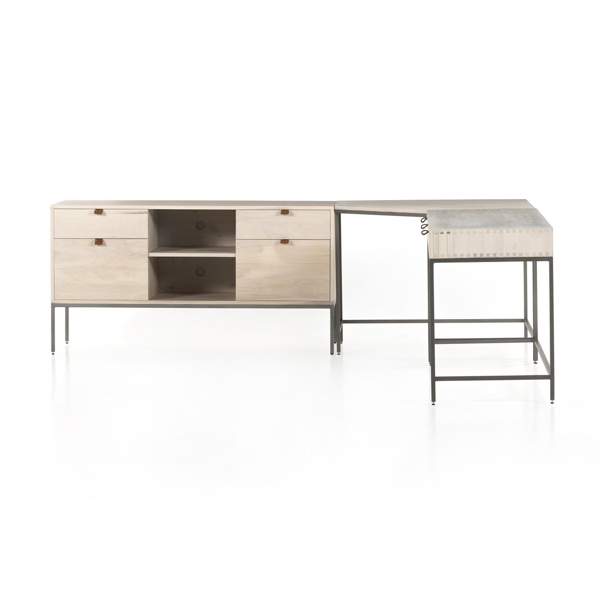 Trey Desk System With Filing Credenza