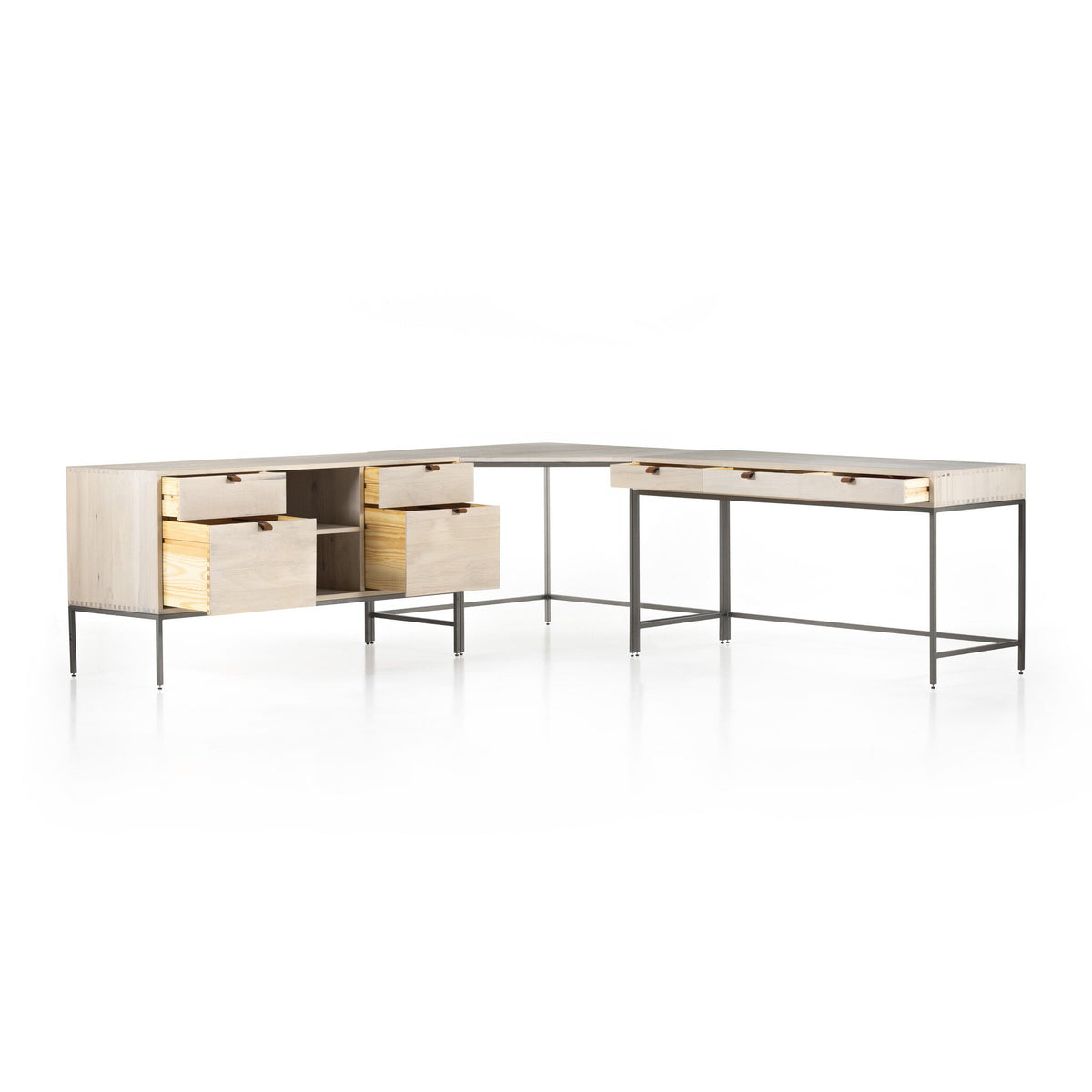 Trey Desk System With Filing Credenza