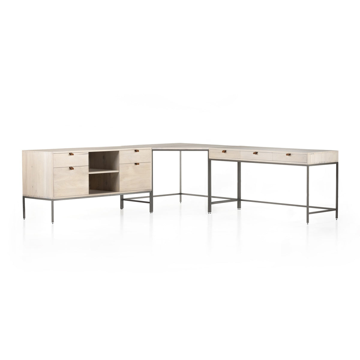 Trey Desk System With Filing Credenza