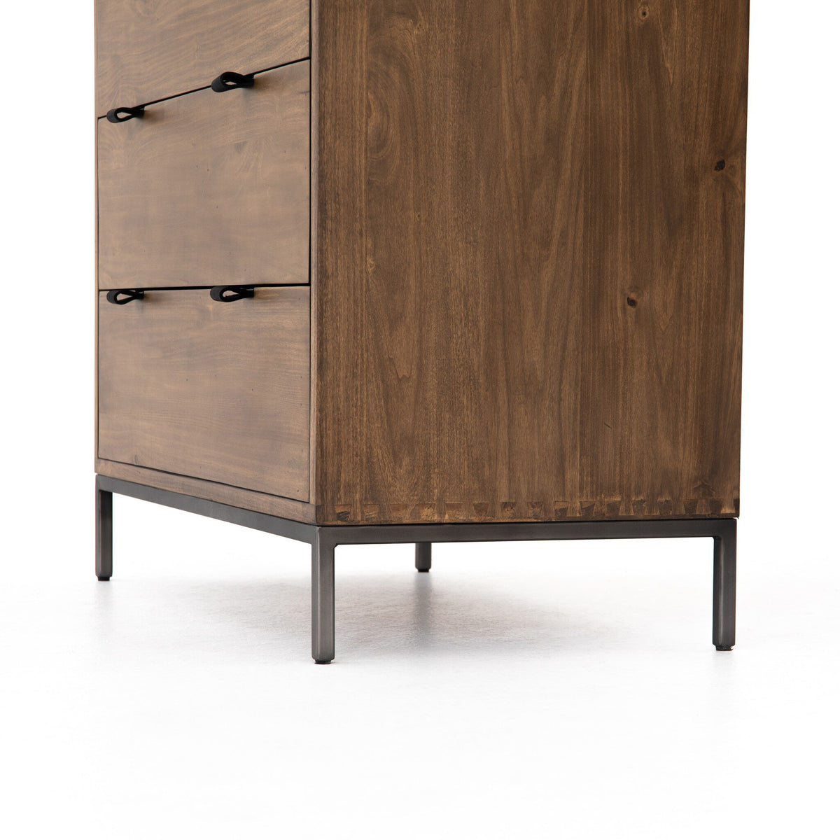 a wooden dresser with three drawers