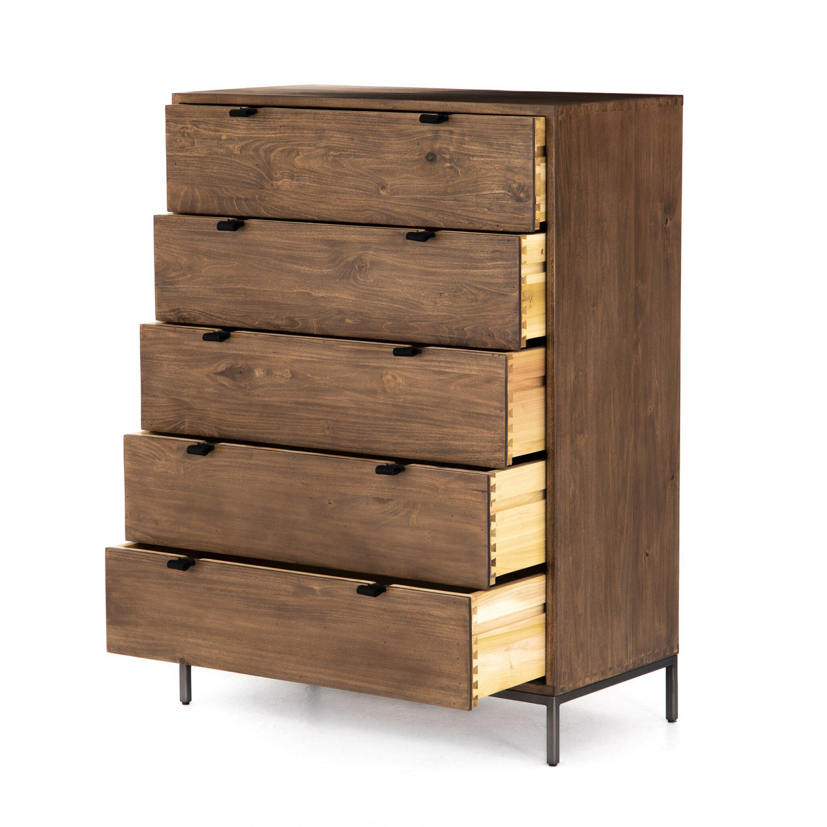 a wooden dresser with drawers