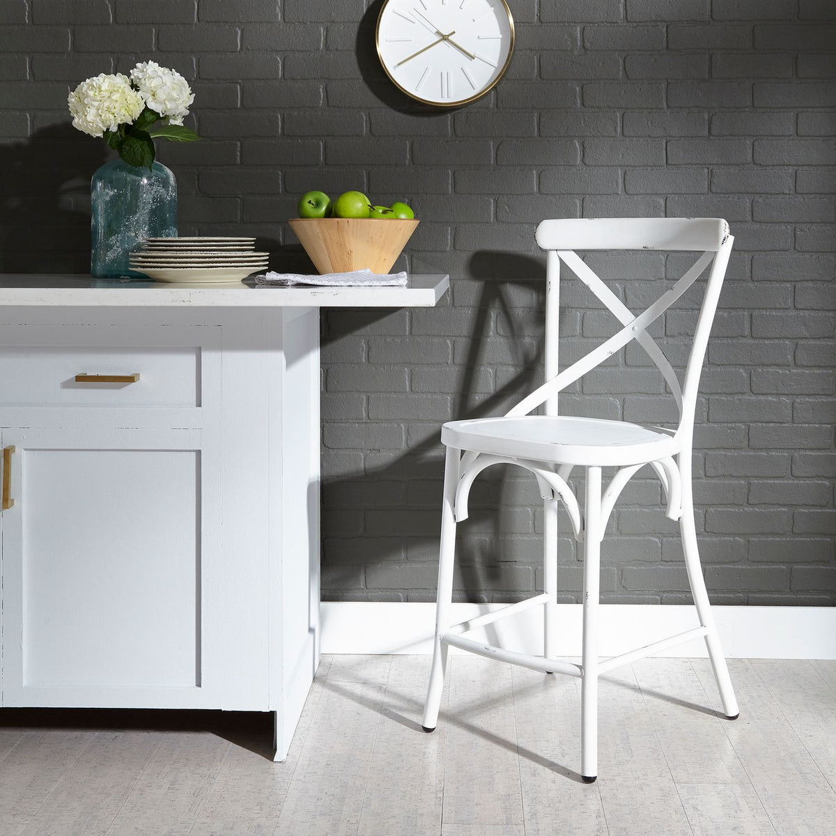 179-B300524-AW - X Back Counter Chair - Antique White - Liberty Furniture