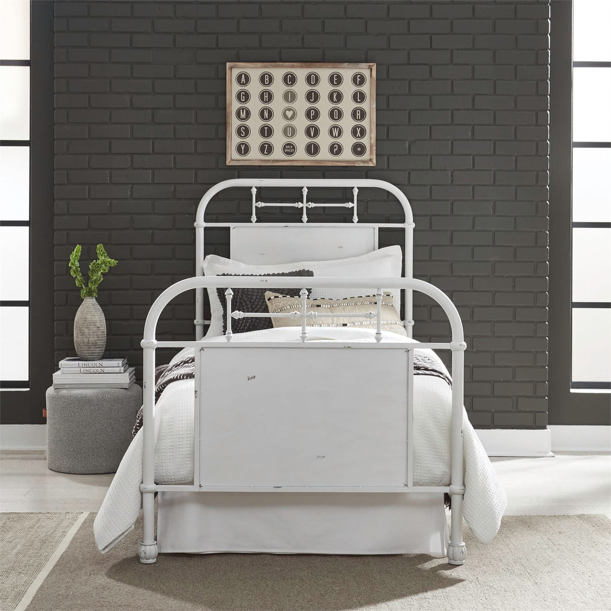 179-BR17HFR-AW - Full Metal Bed - Antique White - Liberty Furniture