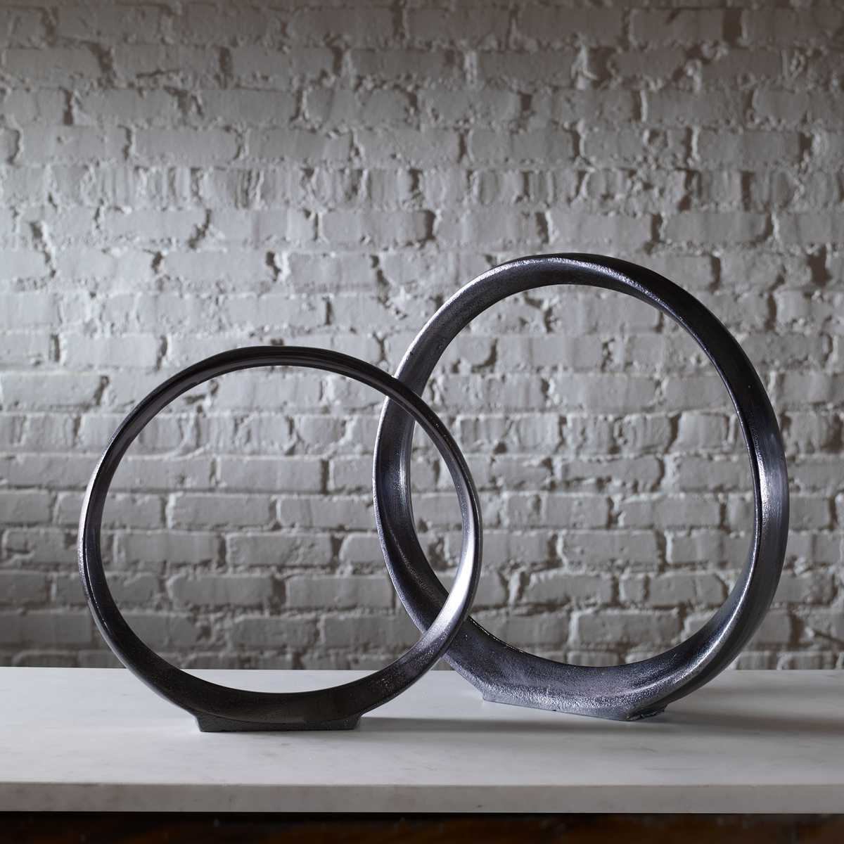 Orbits Ring Indoor-Outdoor Sculptures, Black Nickel, S/2