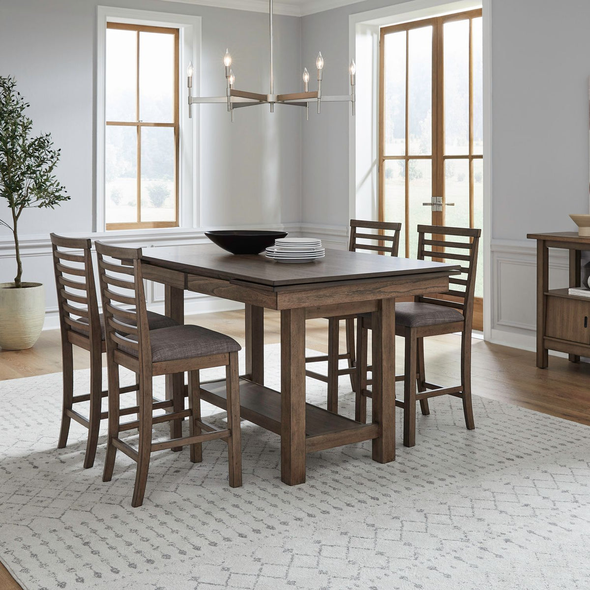 182WT-CD-5GTRS - 5 Piece Gathering Trestle Table - Liberty Furniture