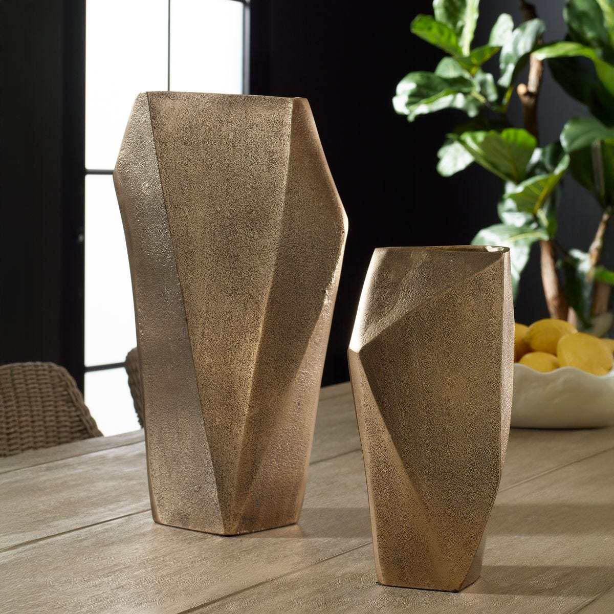 GeoForm Indoor-Outdoor Vases, S/2