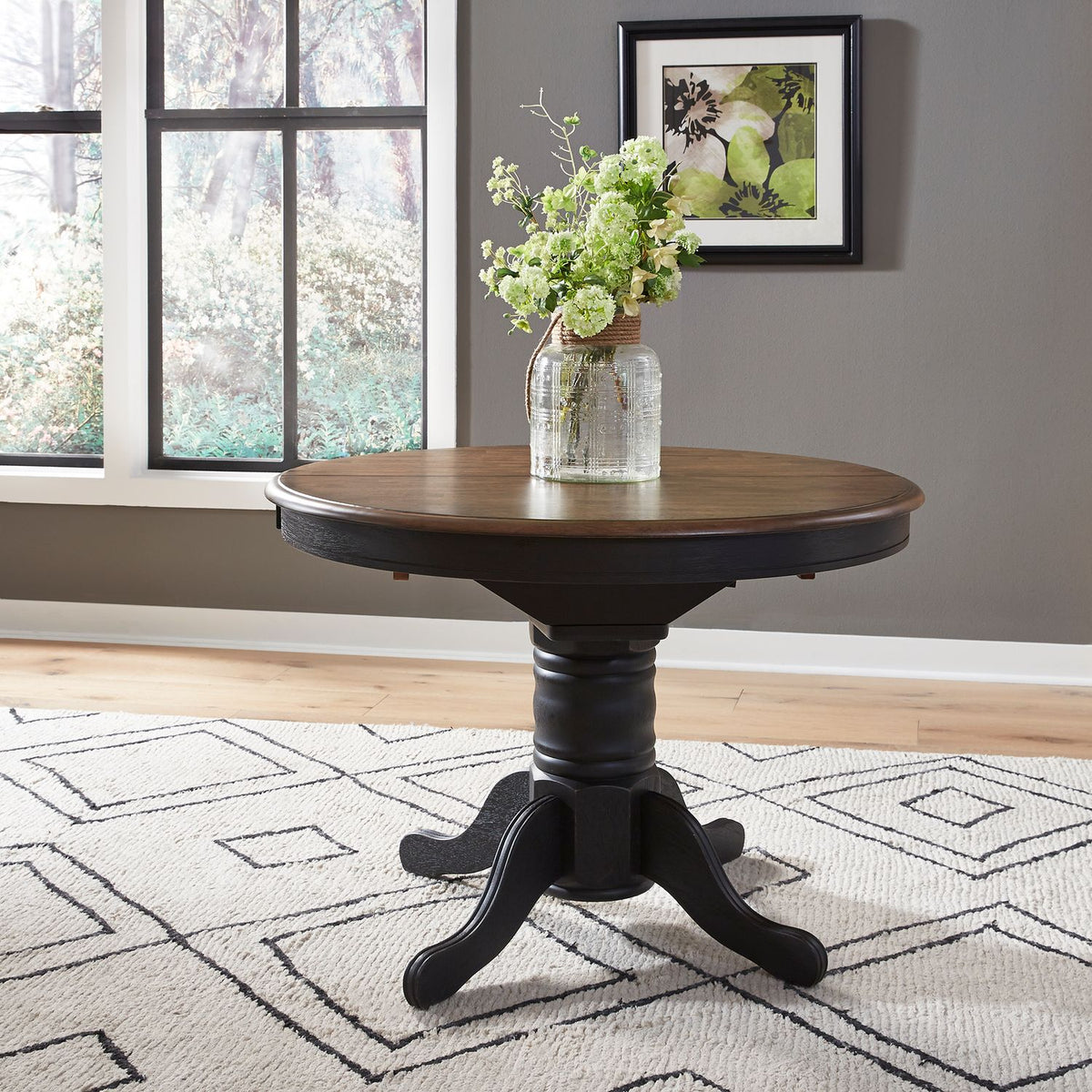 186B-CD-PED - Pedestal Table Set- Black - Liberty Furniture