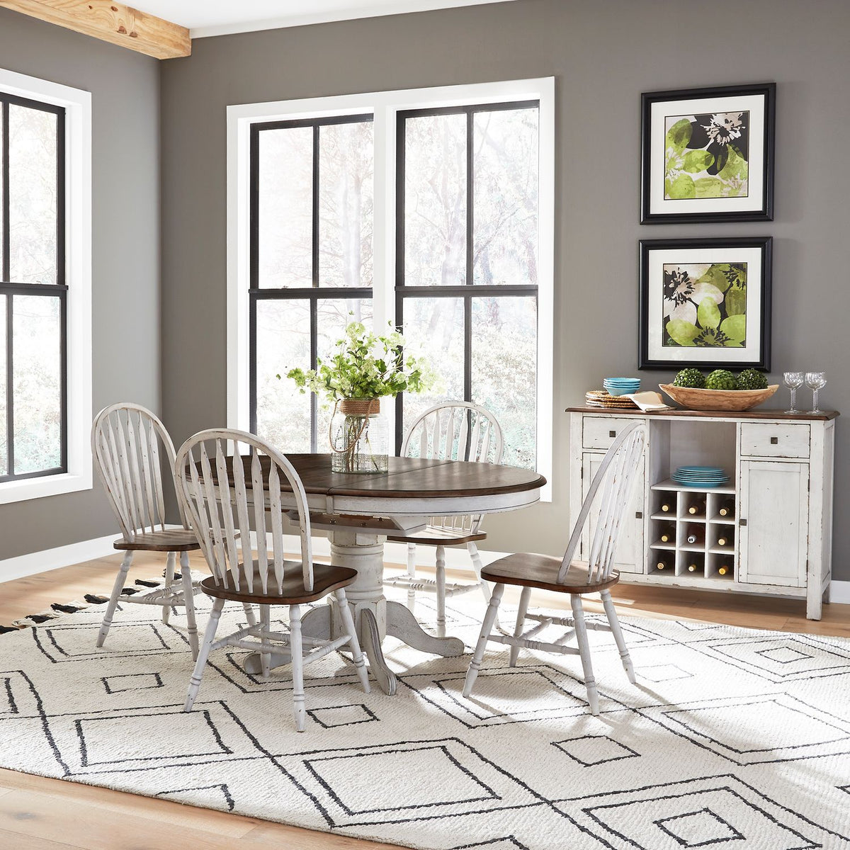 186W-CD-5PDS - 5 Piece Pedestal Table Set- White - Liberty Furniture