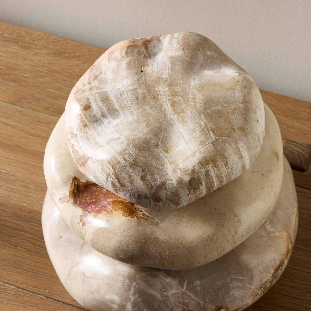 Petrified Wood Organic Sculpture, Set Of 3