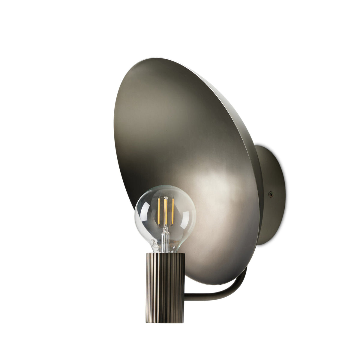 a light fixture with a round base