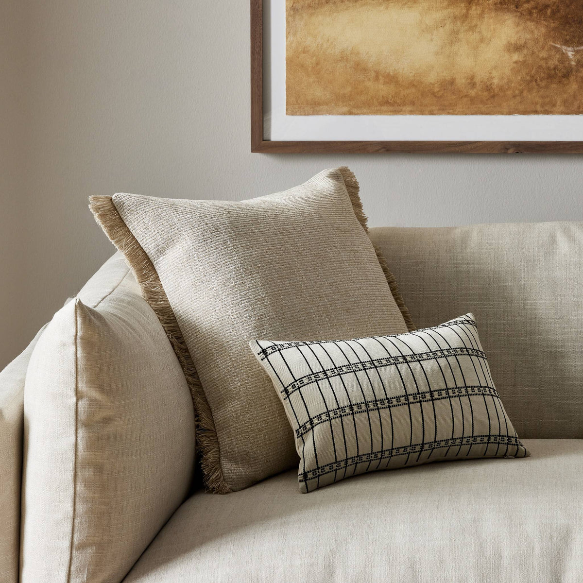 a couch with pillows on it