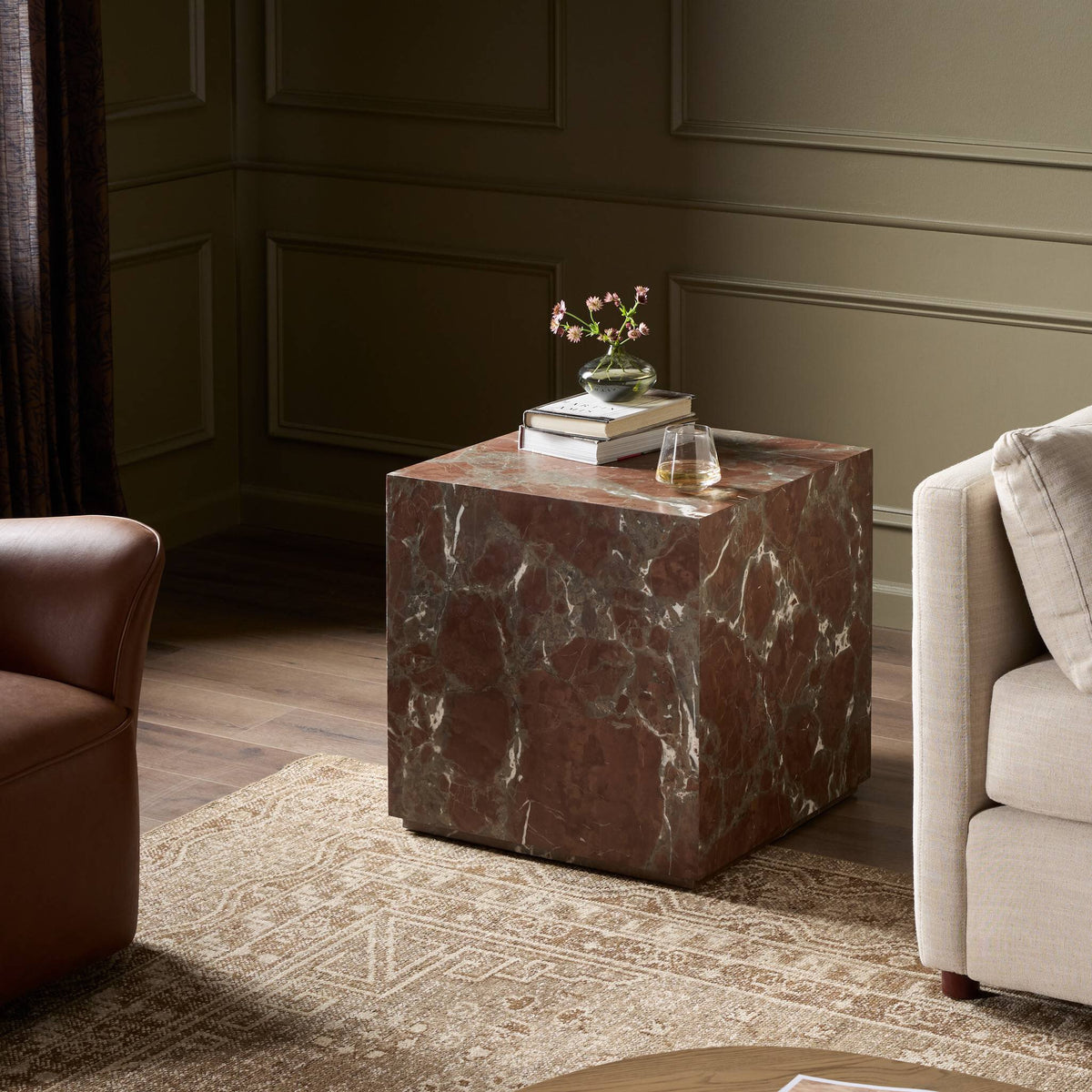 Modern Marble Plinth End Table