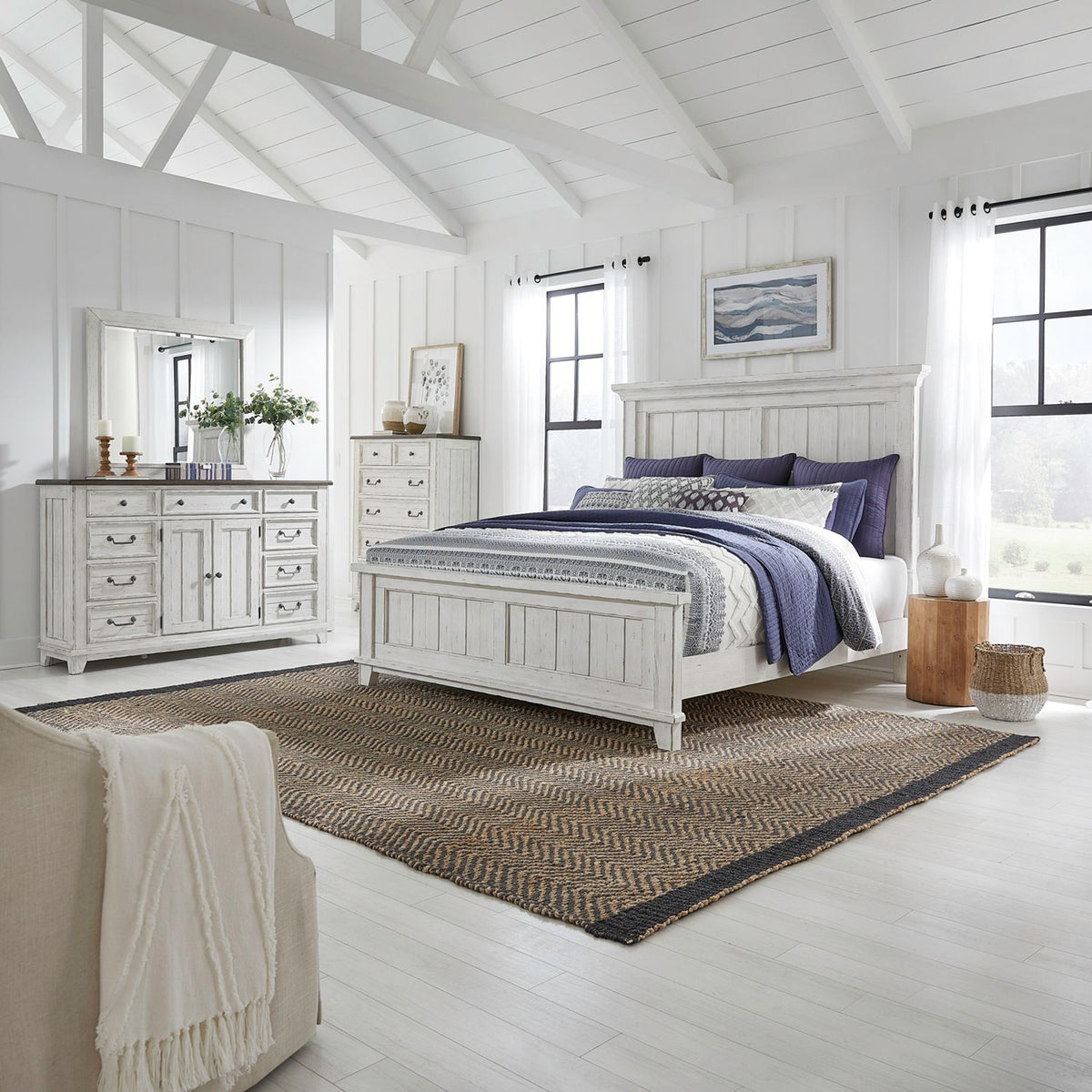 237-BR-KPBDMC - King Panel Bed, Dresser & Mirror, Chest - Liberty Furniture