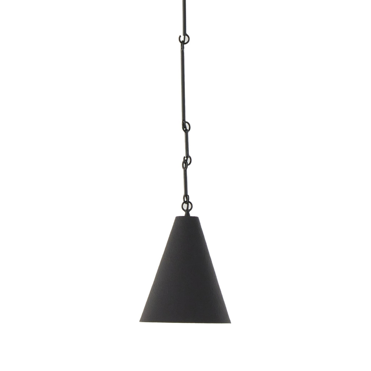 a black lamp from a chain