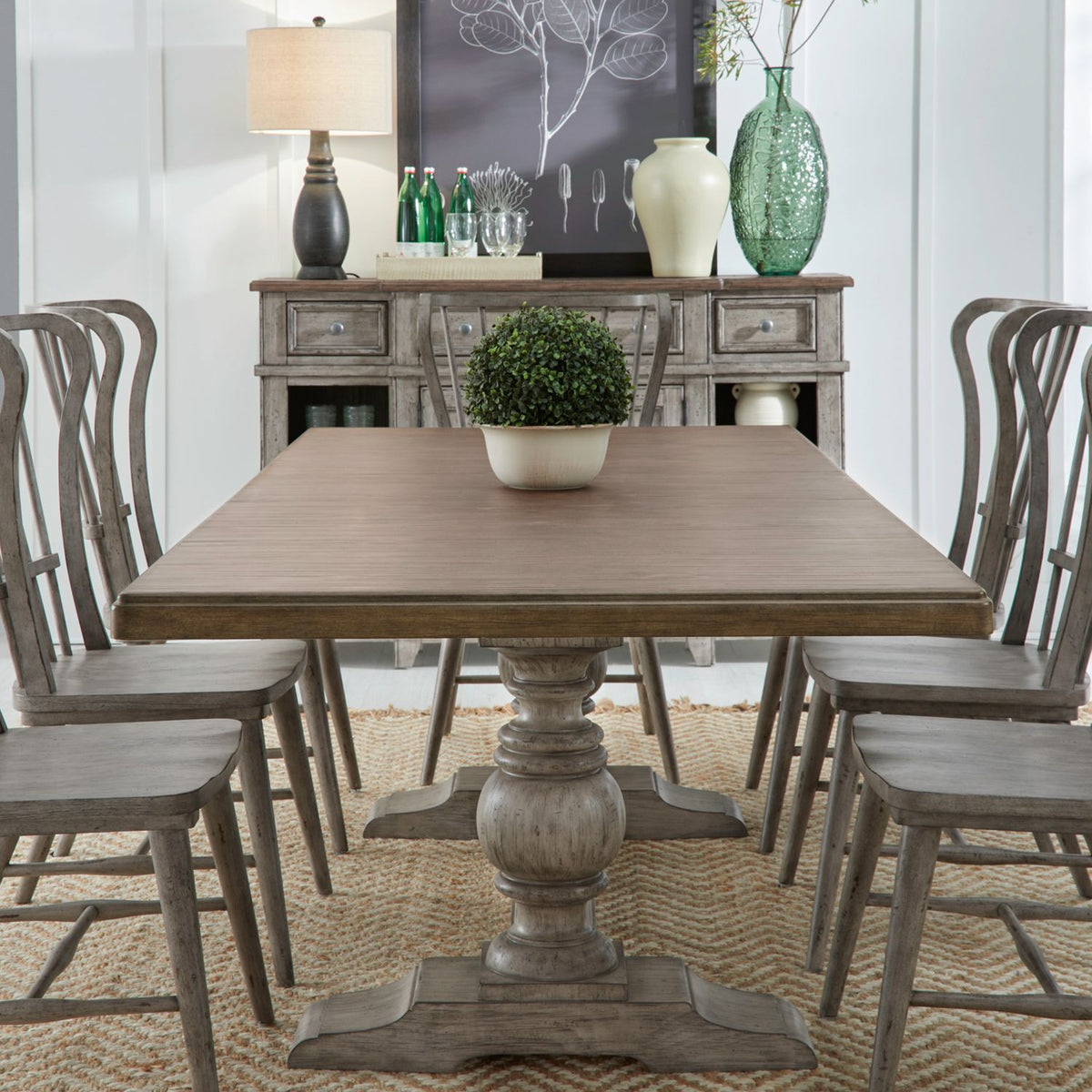 237G-DR-9TRS - 9 Piece Trestle Table Set - Liberty Furniture