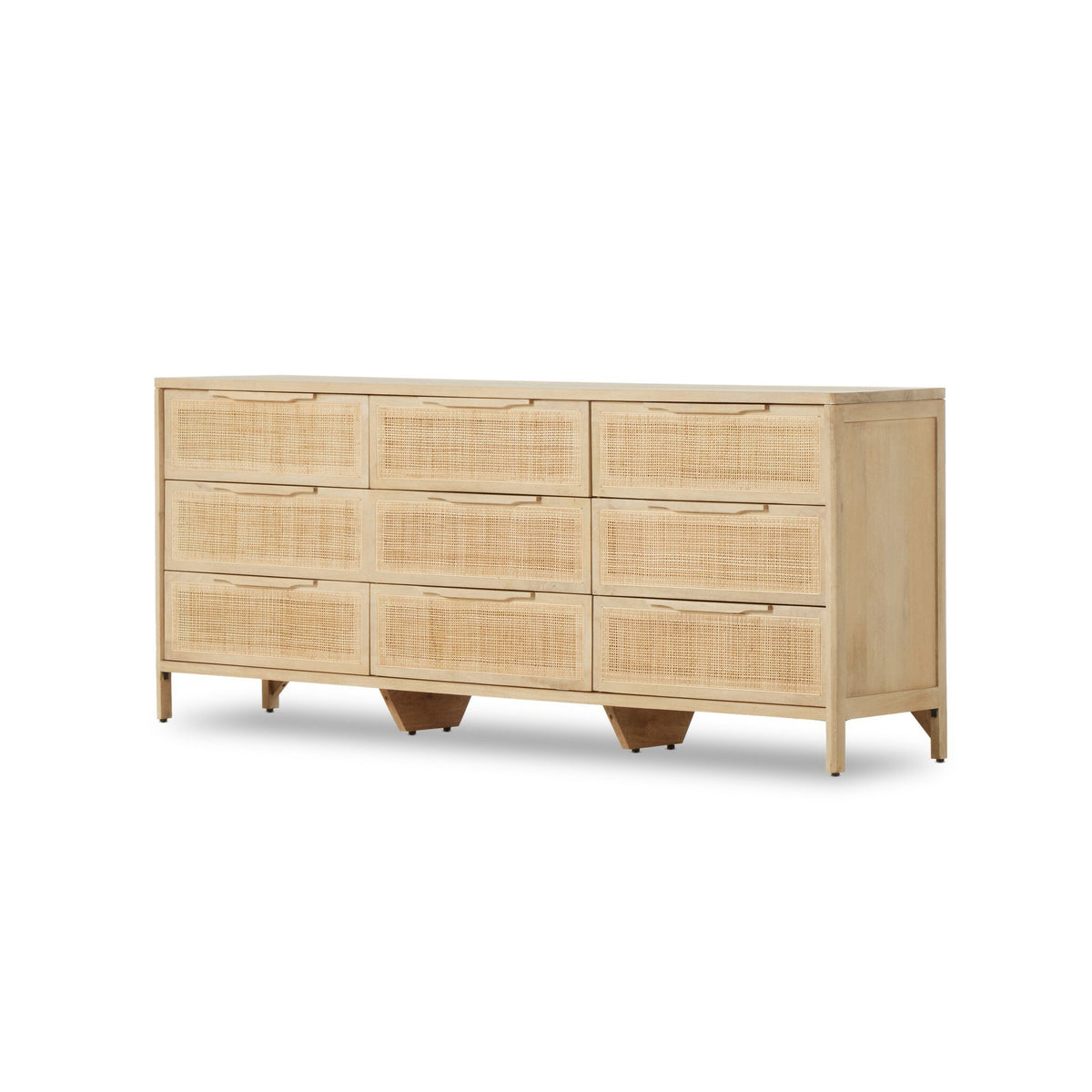 a wooden dresser with drawers