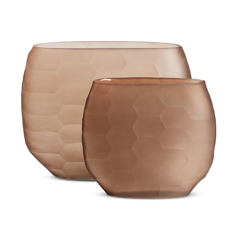 Textured Glass Oval Vases