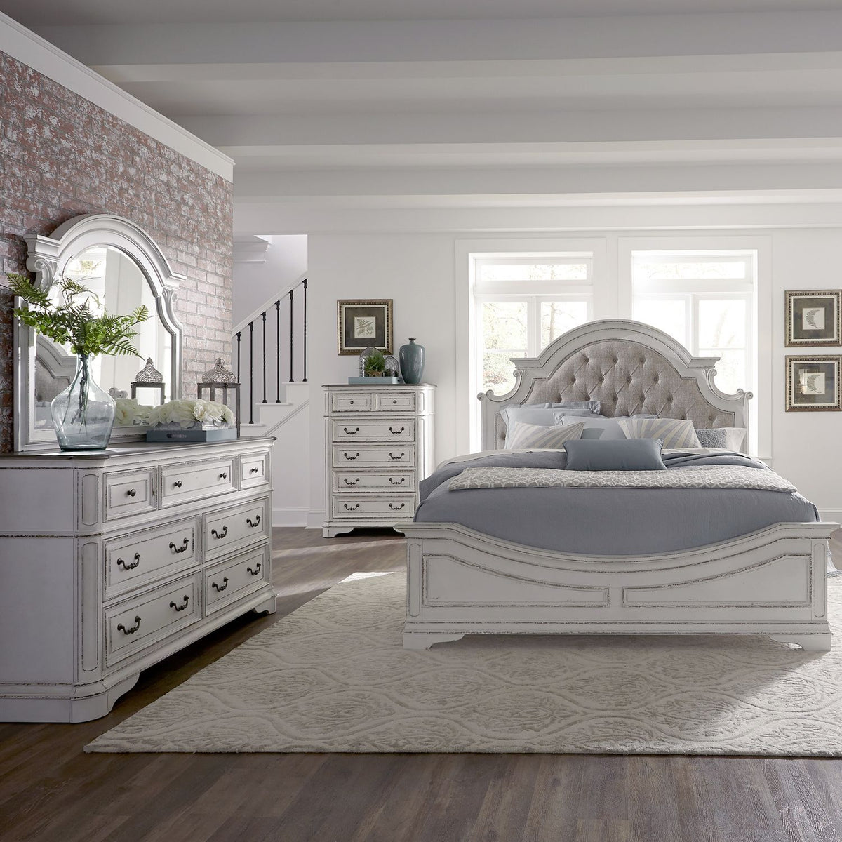 244-BR-CKUBDMC - King California Upholstered Bed, Dresser & Mirror, Chest - Liberty Furniture