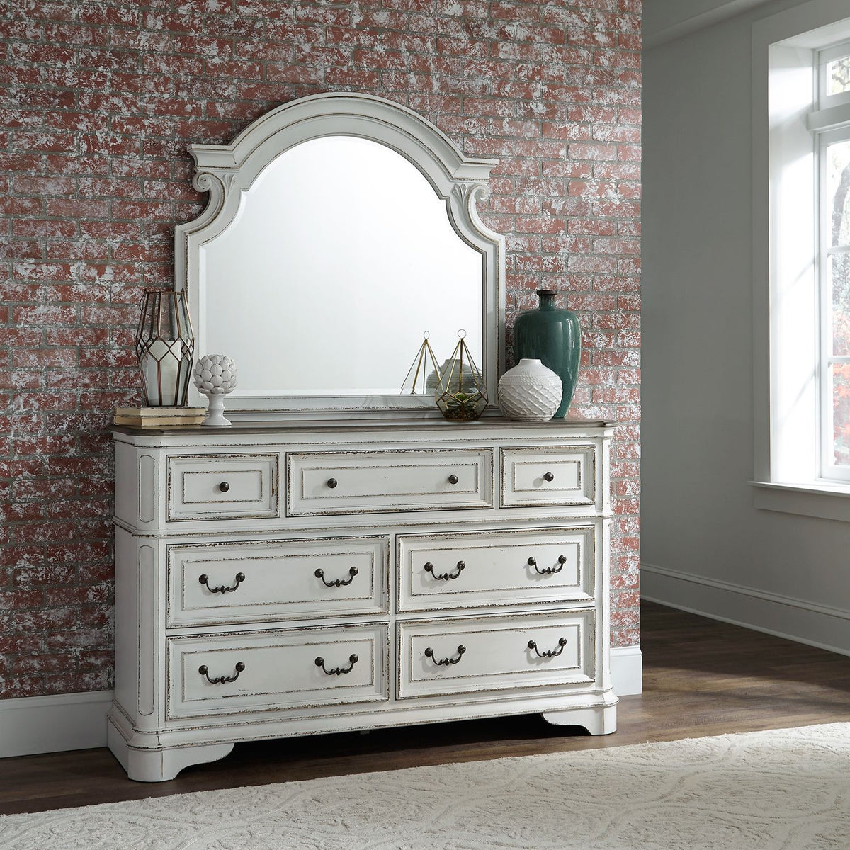 244-BR-CKUSLDMCN - King California Upholstered Sleigh Bed, Dresser & Mirror, Chest, Night Stand - Liberty Furniture