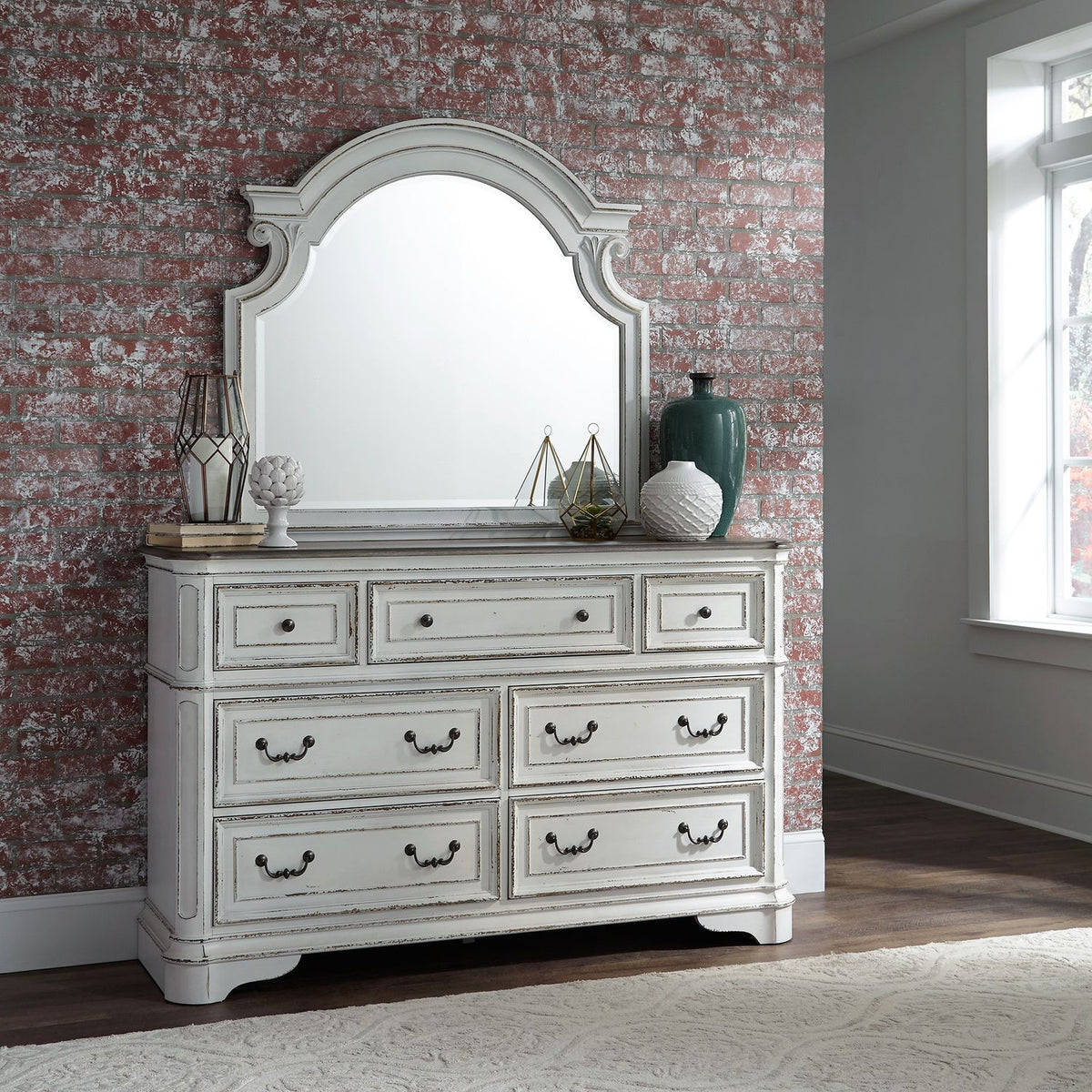 244-BR-CPBDMCN - King California Panel Bed, Dresser & Mirror, Chest, Night Stand - Liberty Furniture