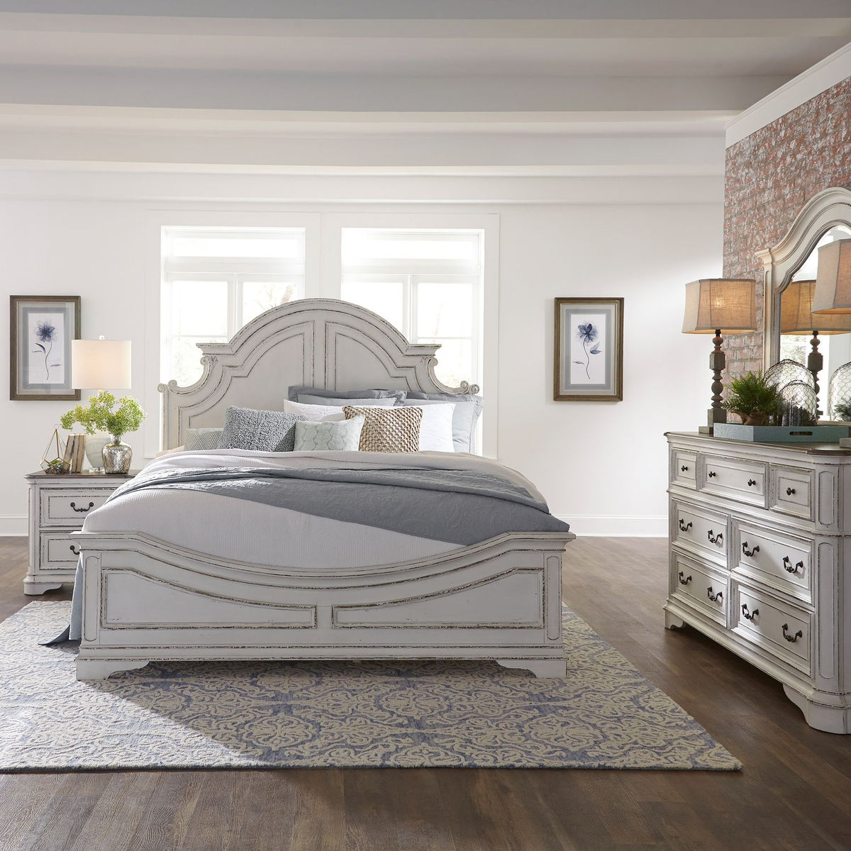 244-BR-KPBDMN - King Panel Bed, Dresser & Mirror, Night Stand - Liberty Furniture
