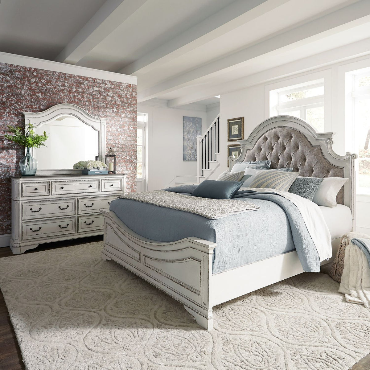 244-BR-KUBDM - King Uph Bed, Dresser & Mirror - Liberty Furniture
