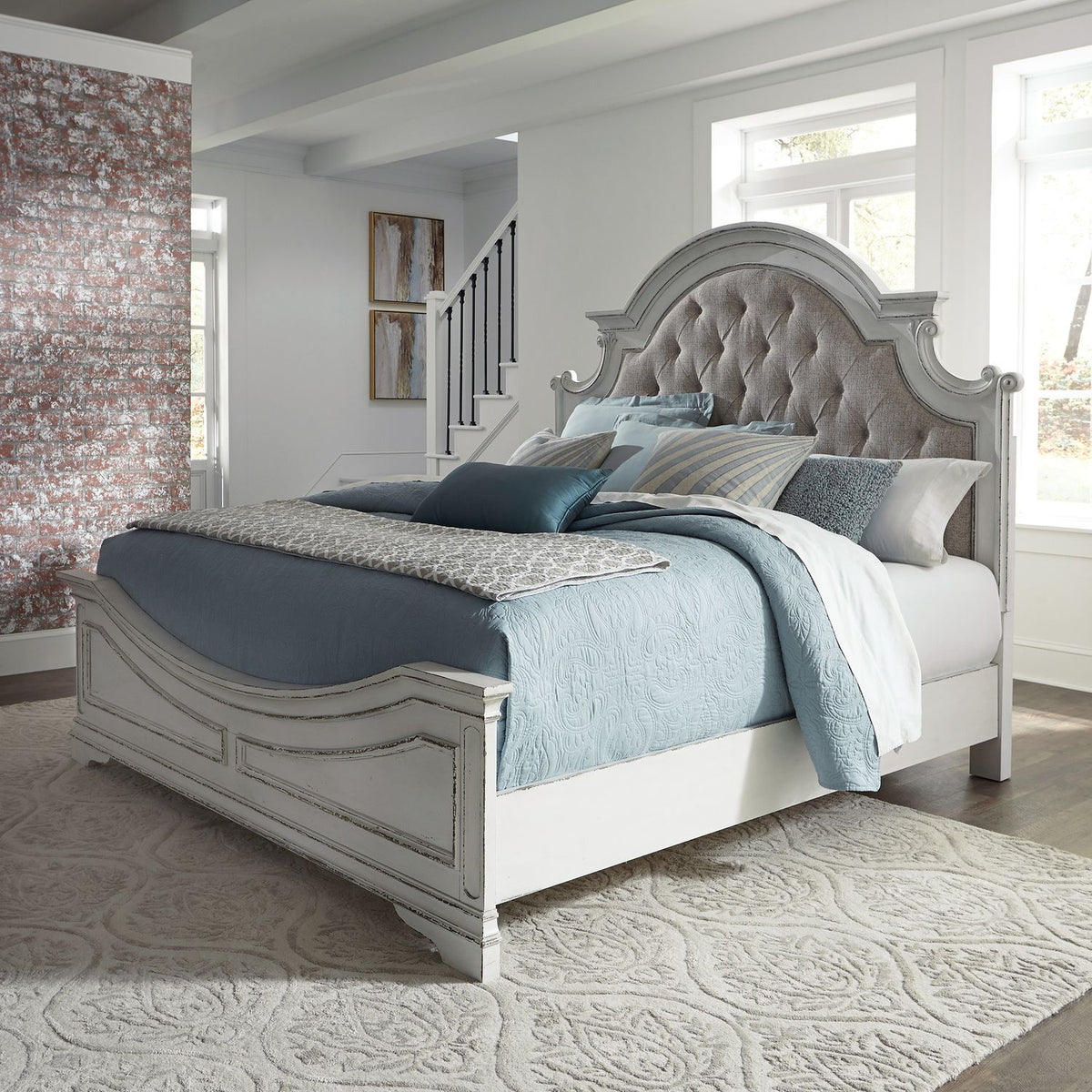 244-BR-KUBDMCN - King Uph Bed, Dresser & Mirror, Chest, Night Stand - Liberty Furniture