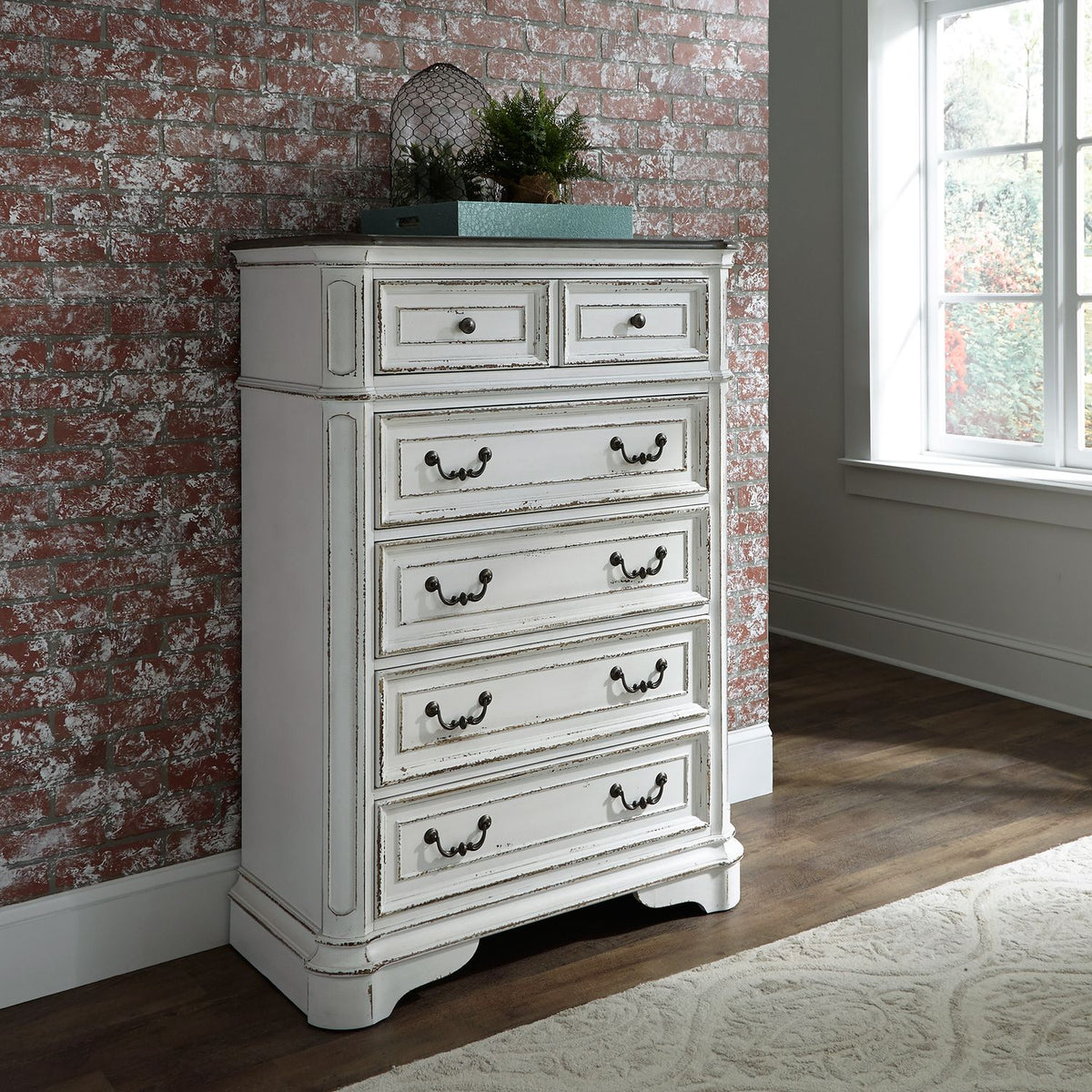 244-BR-KUBDMCN - King Uph Bed, Dresser & Mirror, Chest, Night Stand - Liberty Furniture