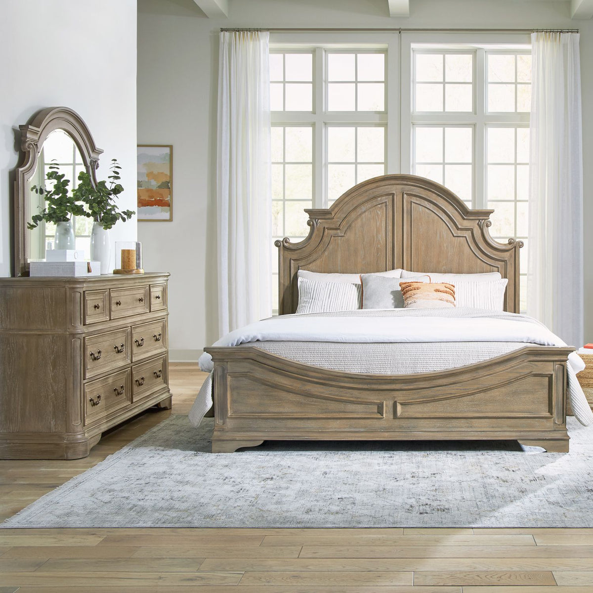 244N-BR-KPBDM - King Panel Bed, Dresser & Mirror - Liberty Furniture
