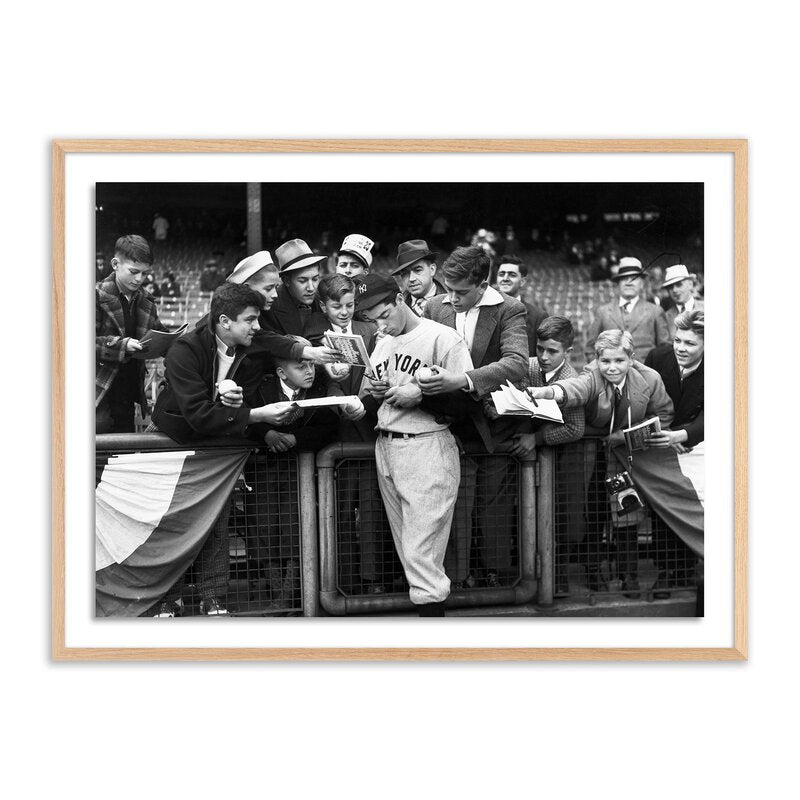 Joe Dimaggio Signing Autotgraphs For Fans By Getty Images