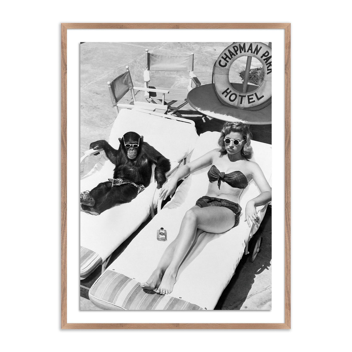 Woman Sunbathing With Chimpanzee By Getty Images