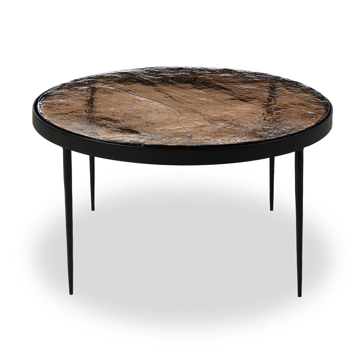 a round table with a black frame