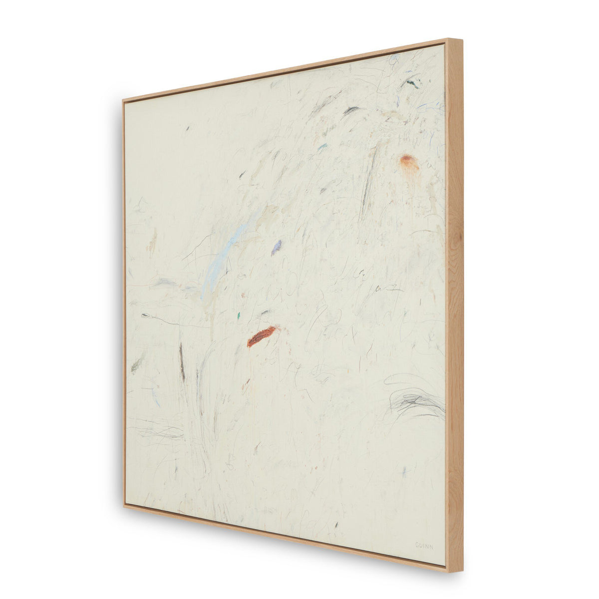 a white square frame with a wooden border