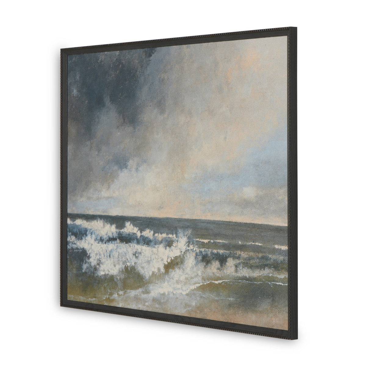 a painting of waves crashing on the shore