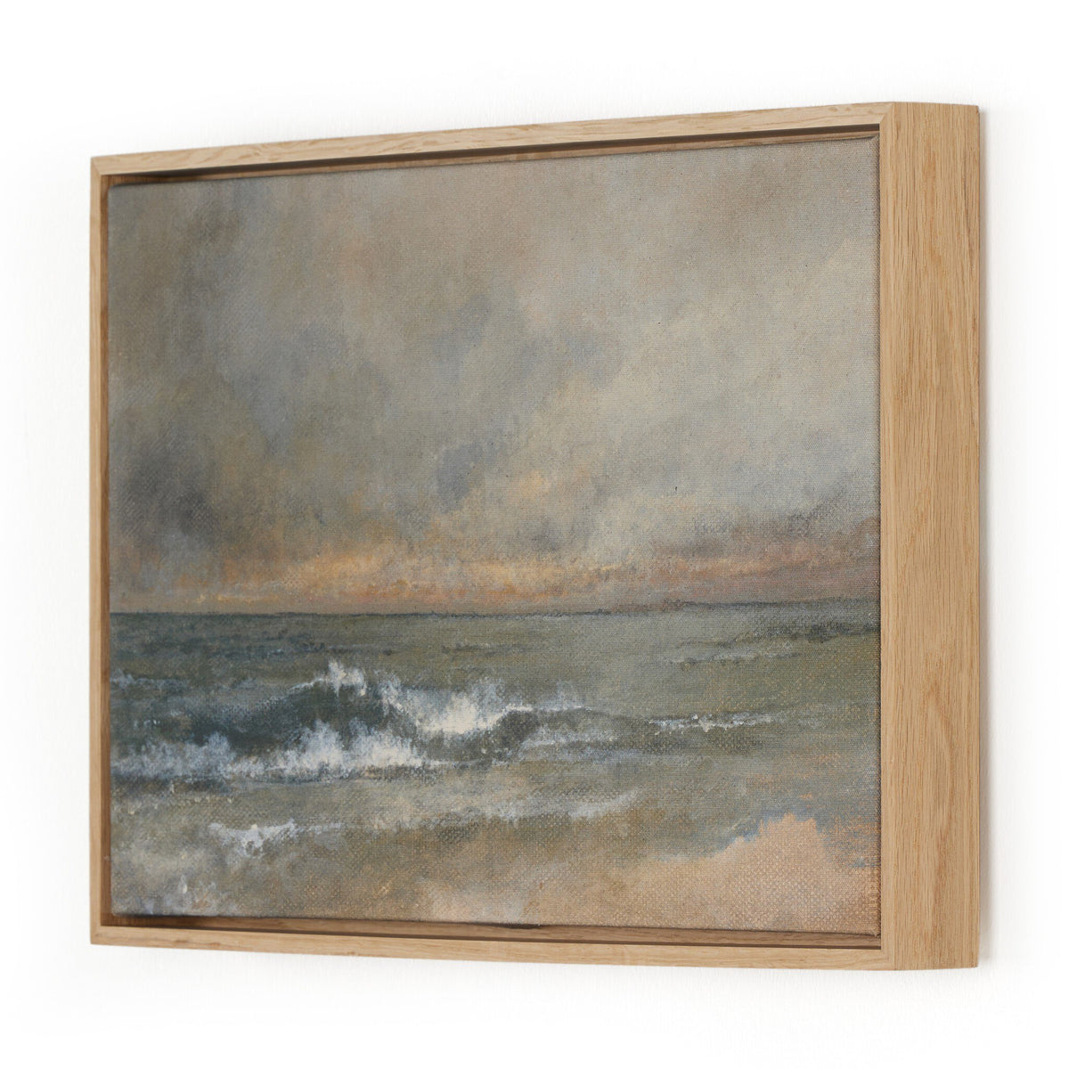 a painting of waves on a white wall