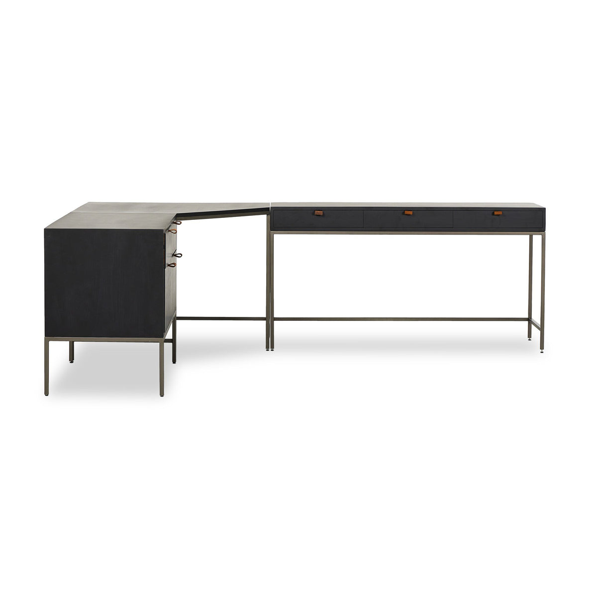 Trey Desk System With Wide Filing Cabinet