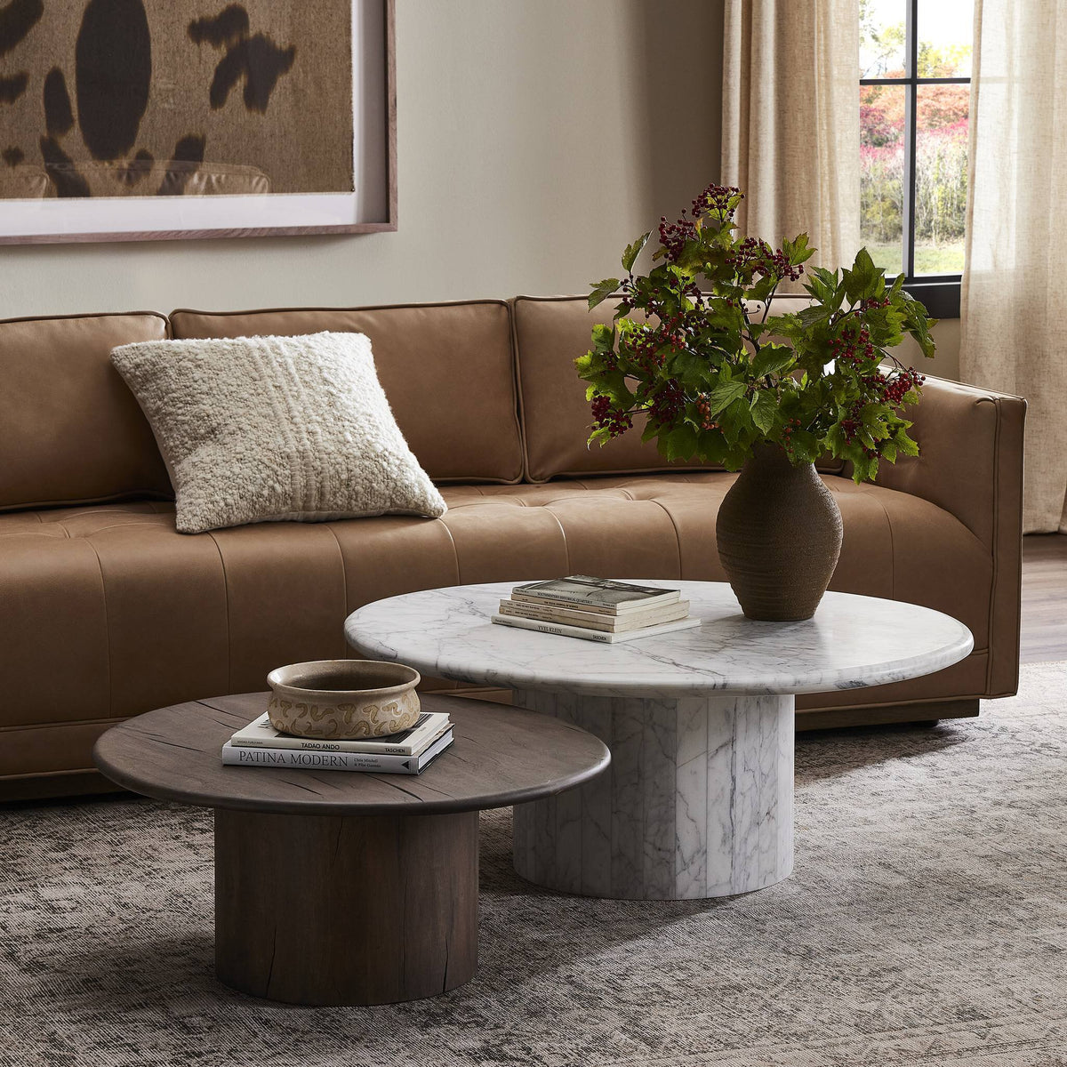 Stuart Marble Large & Wood Small Coffee Table