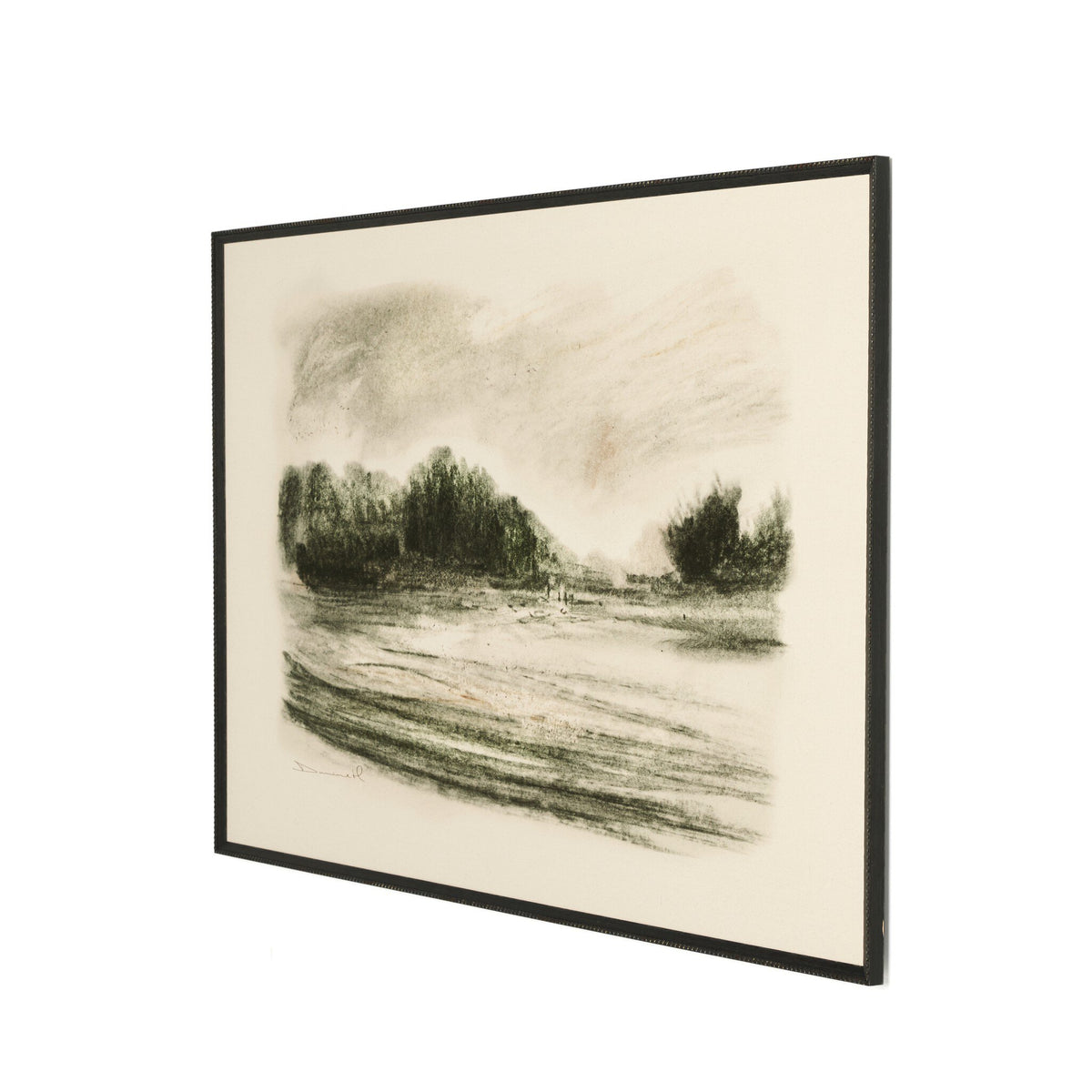 a framed picture of a landscape