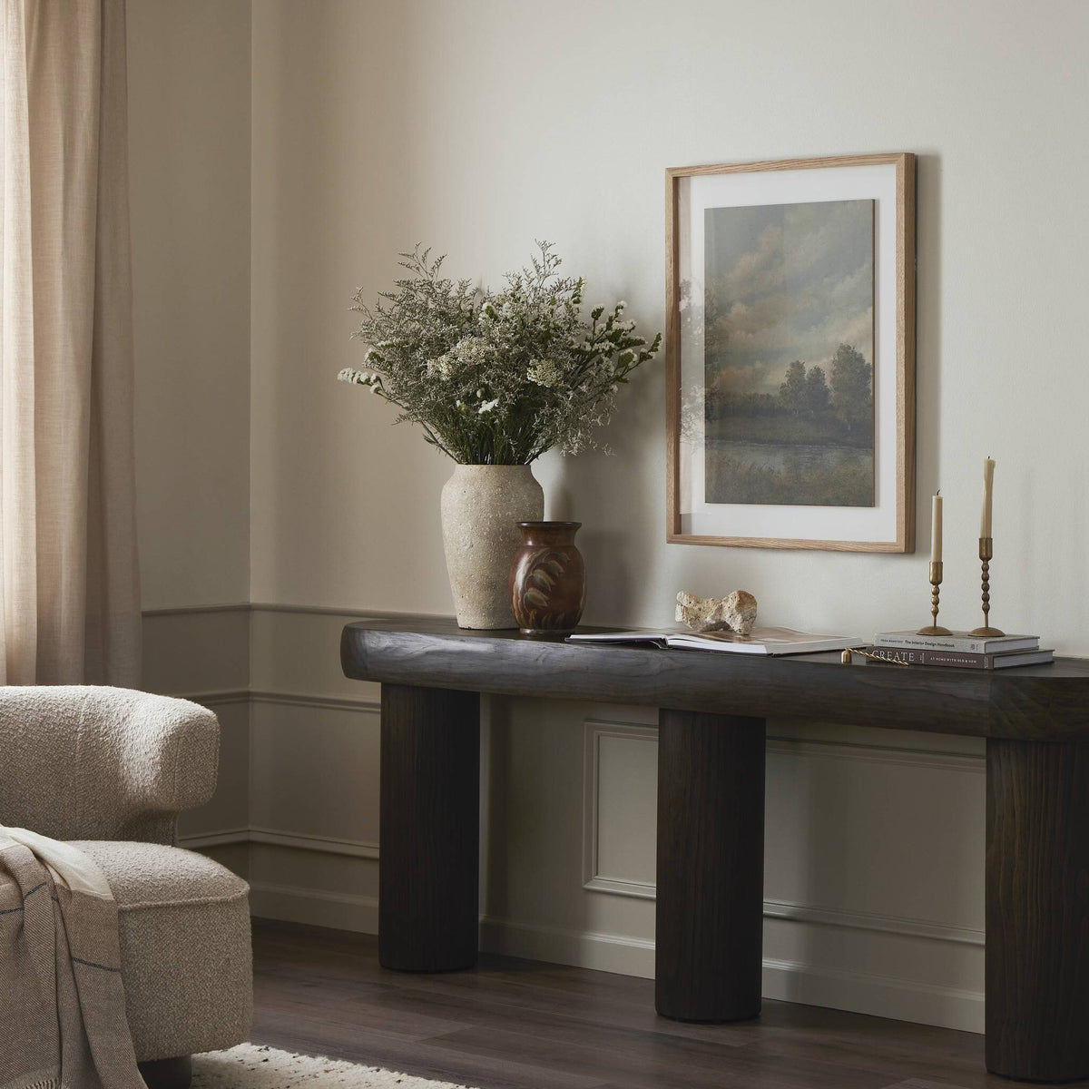 a table with a painting on it