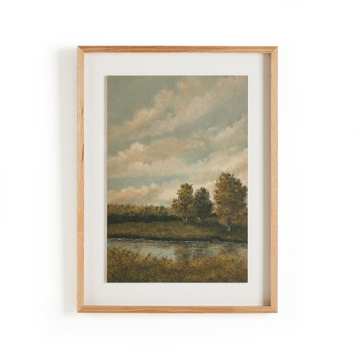 a painting of trees and a river