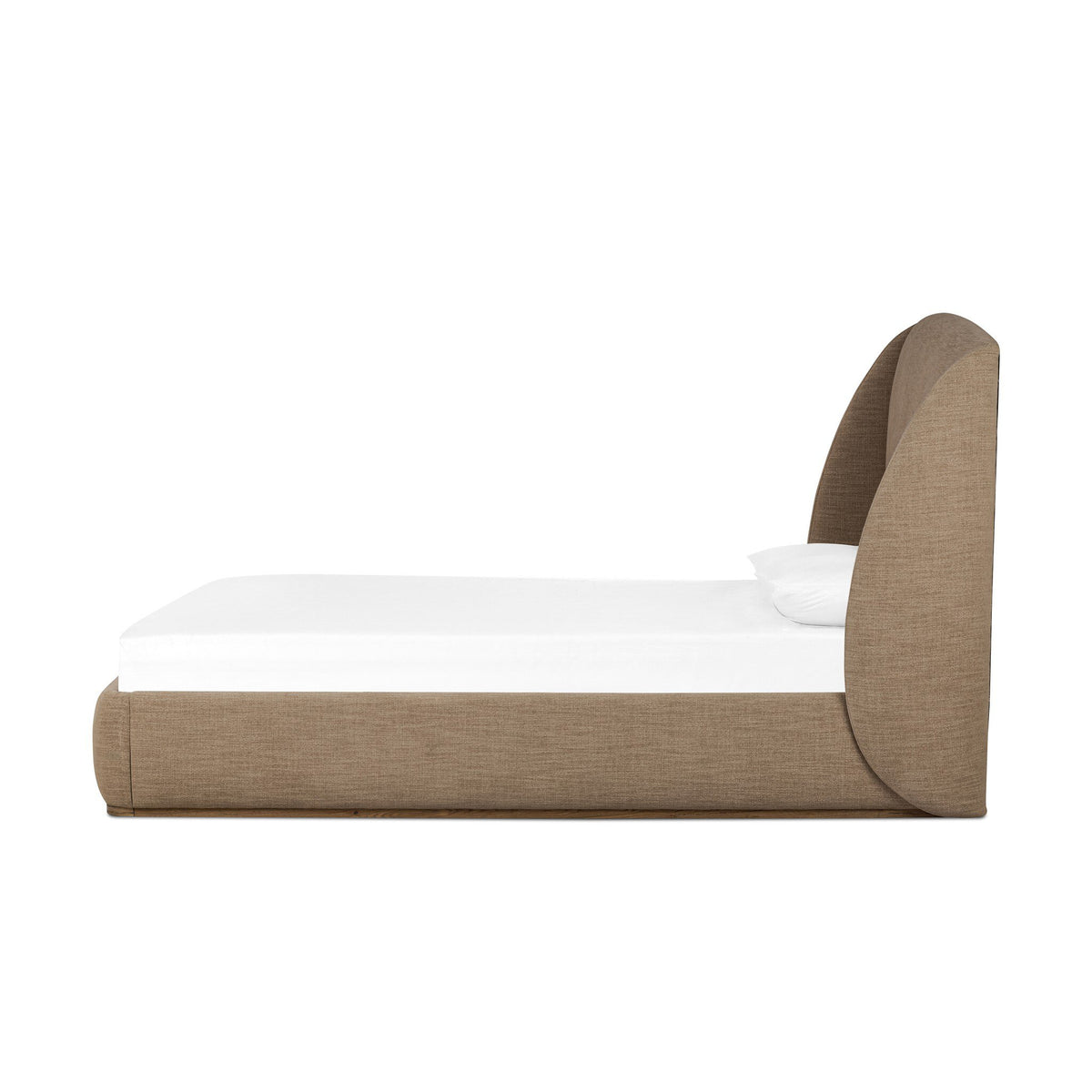 a bed with a white sheet