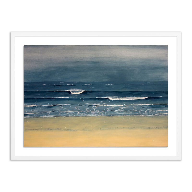 a painting of waves crashing on a beach